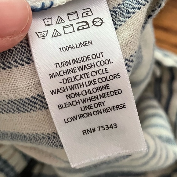 Tahari Women’s Blue 100% Linen Button Button-Down Striped Maxi Skirt Size Large - Picture 8 of 9